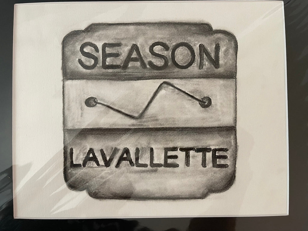 Beach badge charcoal drawing ( style 1)