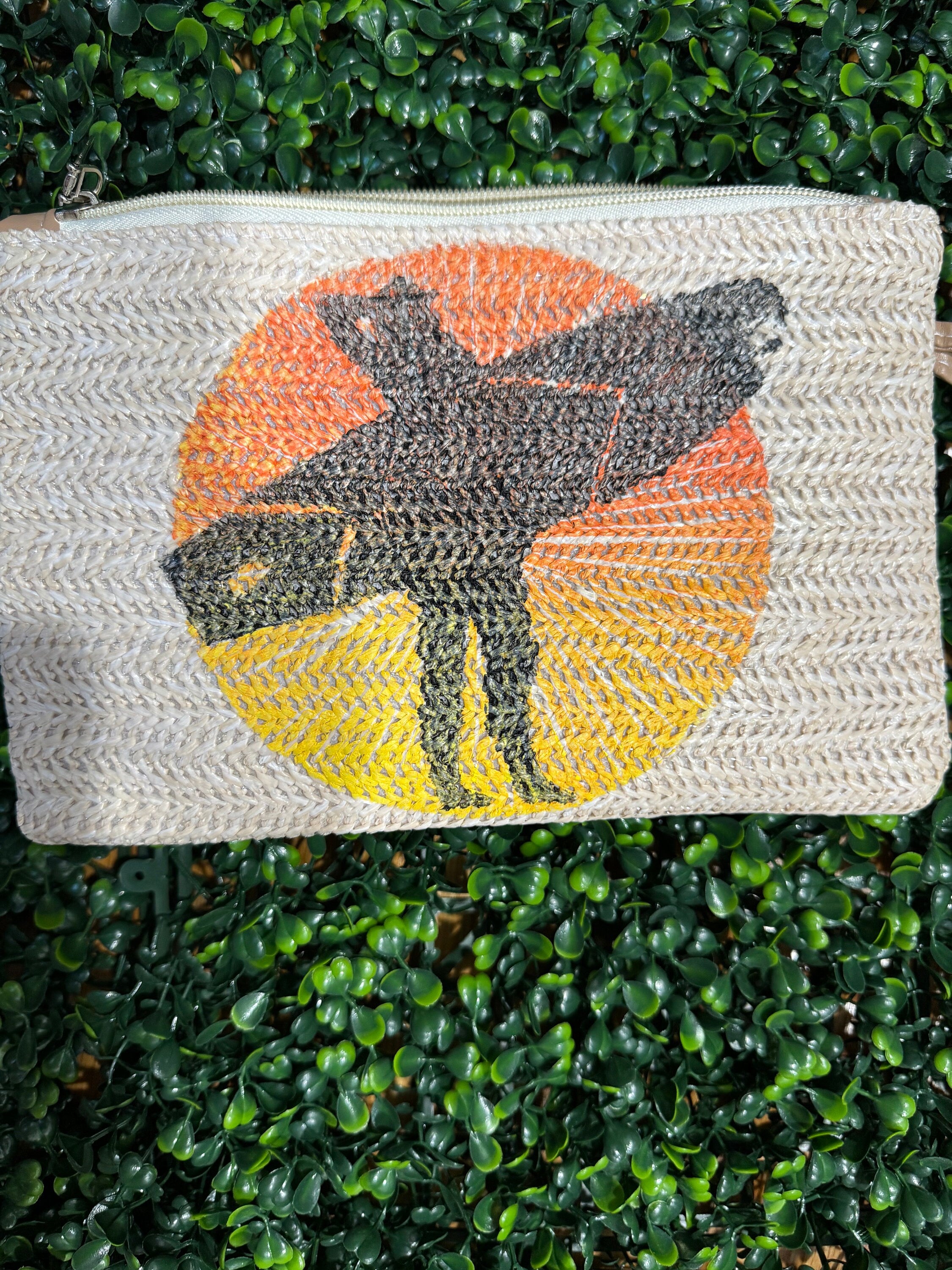 Surfer girl sunset # 3 straw wristlet