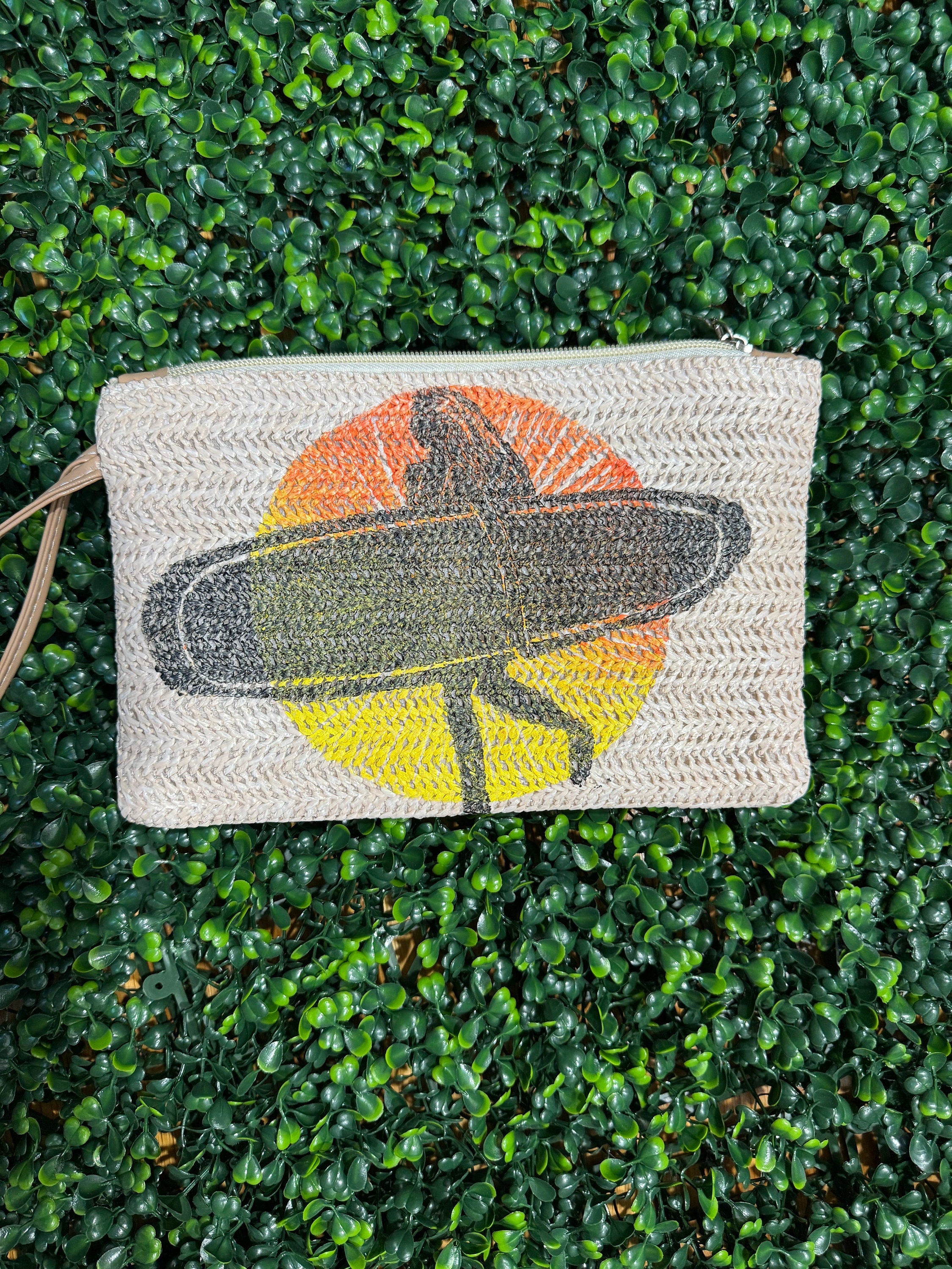 Surfer girl sunset #2 straw wristlet