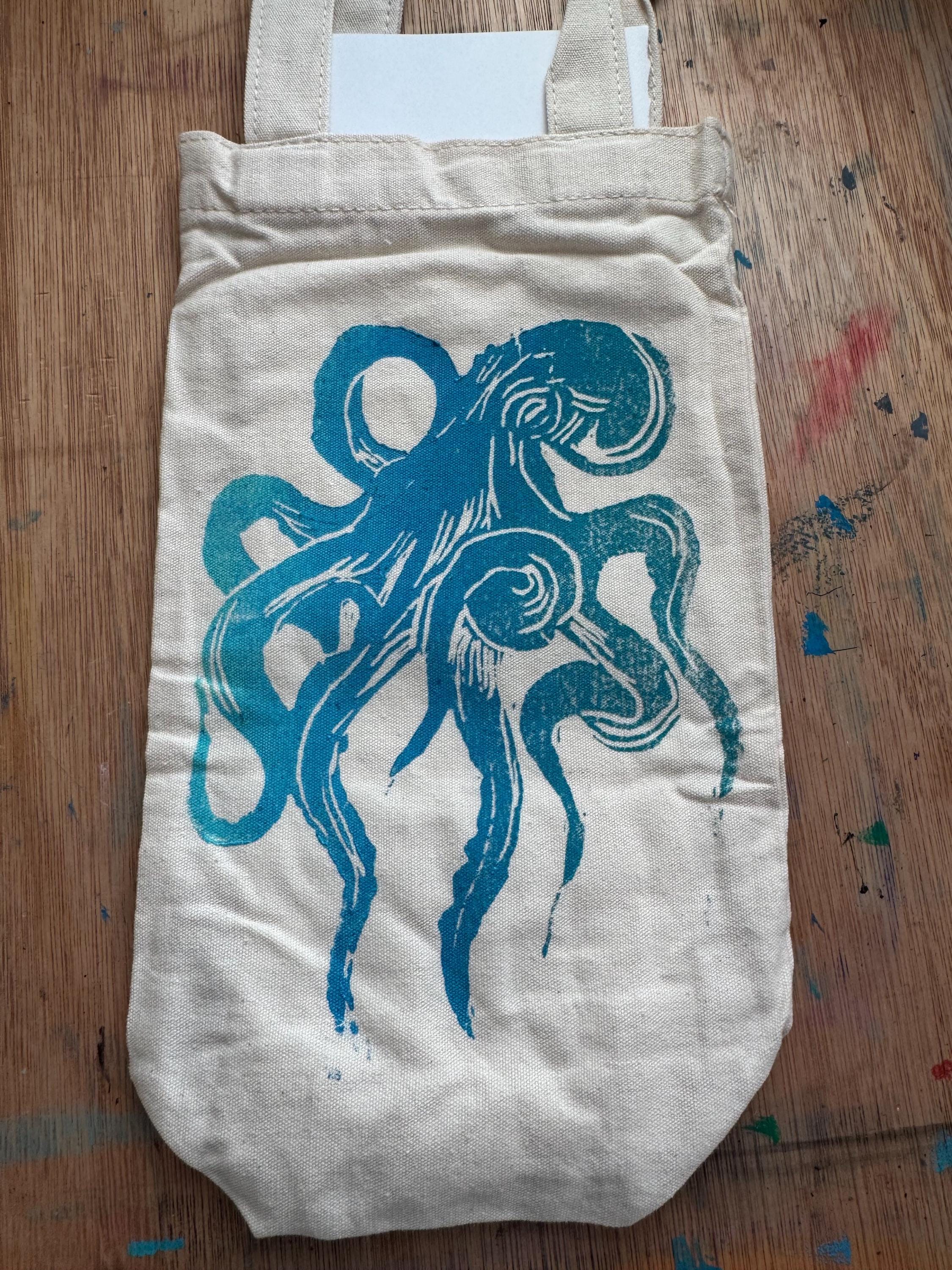 OctopusB lock Printed Wine bag art gift wine lover gift House Warming gifts