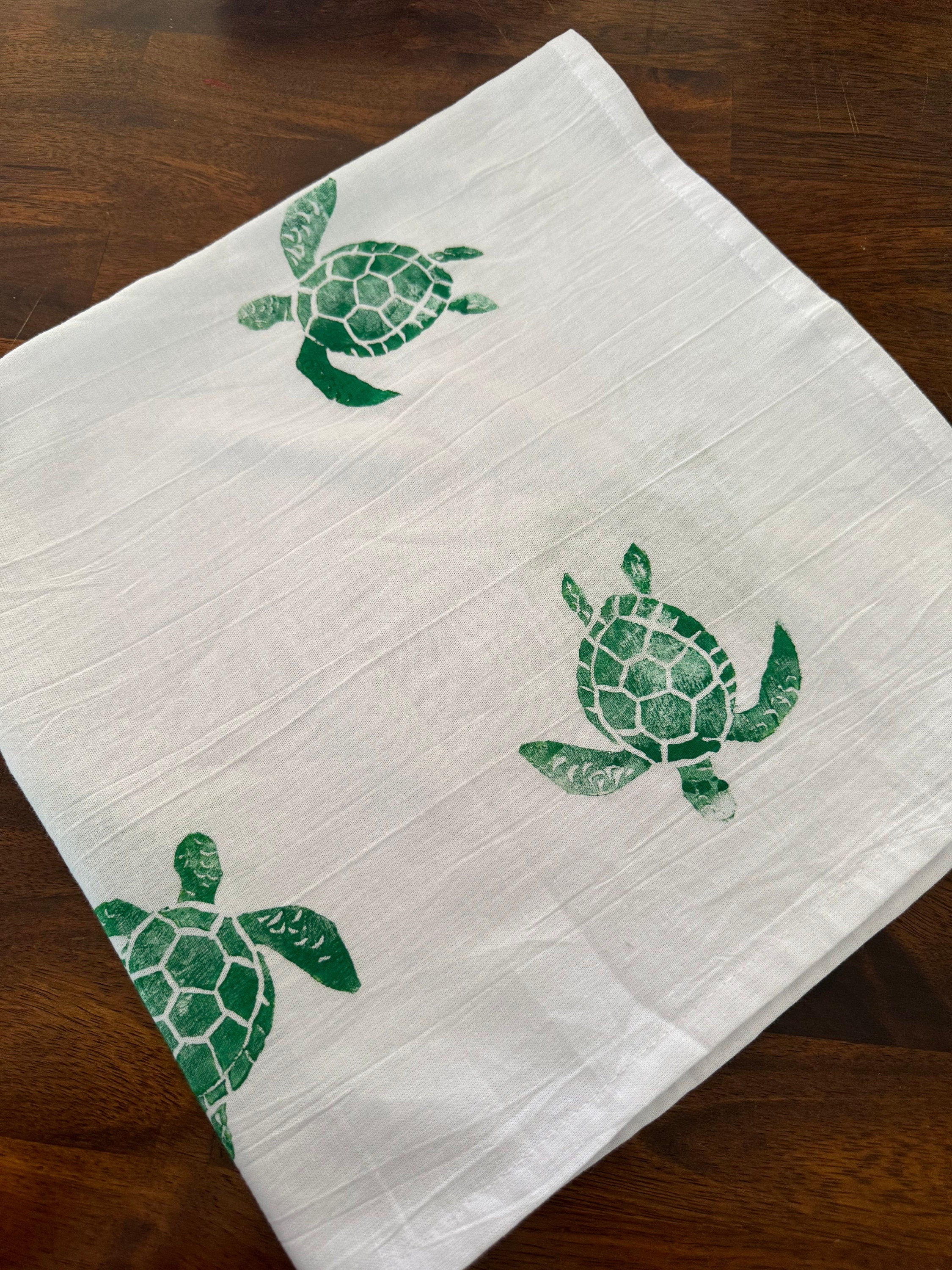 Green Turtle Tea Towel