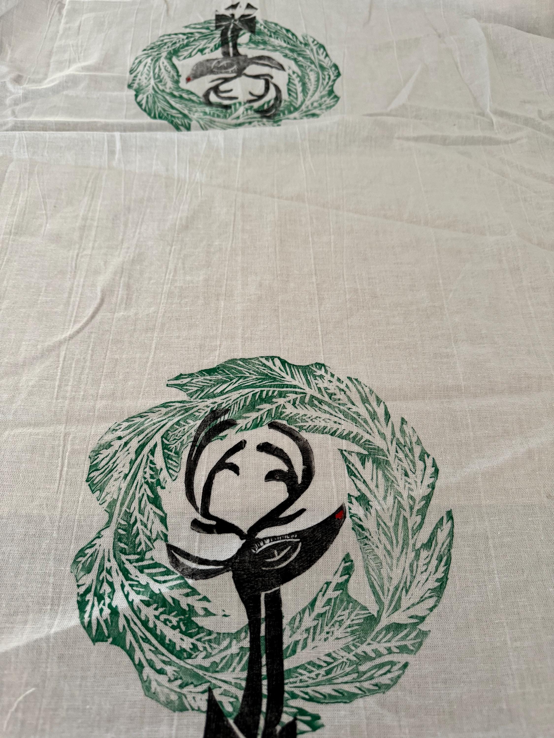Oh Deer Tea Towel hand printed block printed unique Kitchen towel bath towel great gifts