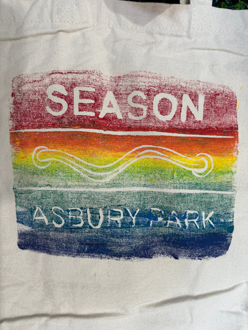 Asbury Park Rainbow Beach Badge Tote Bag