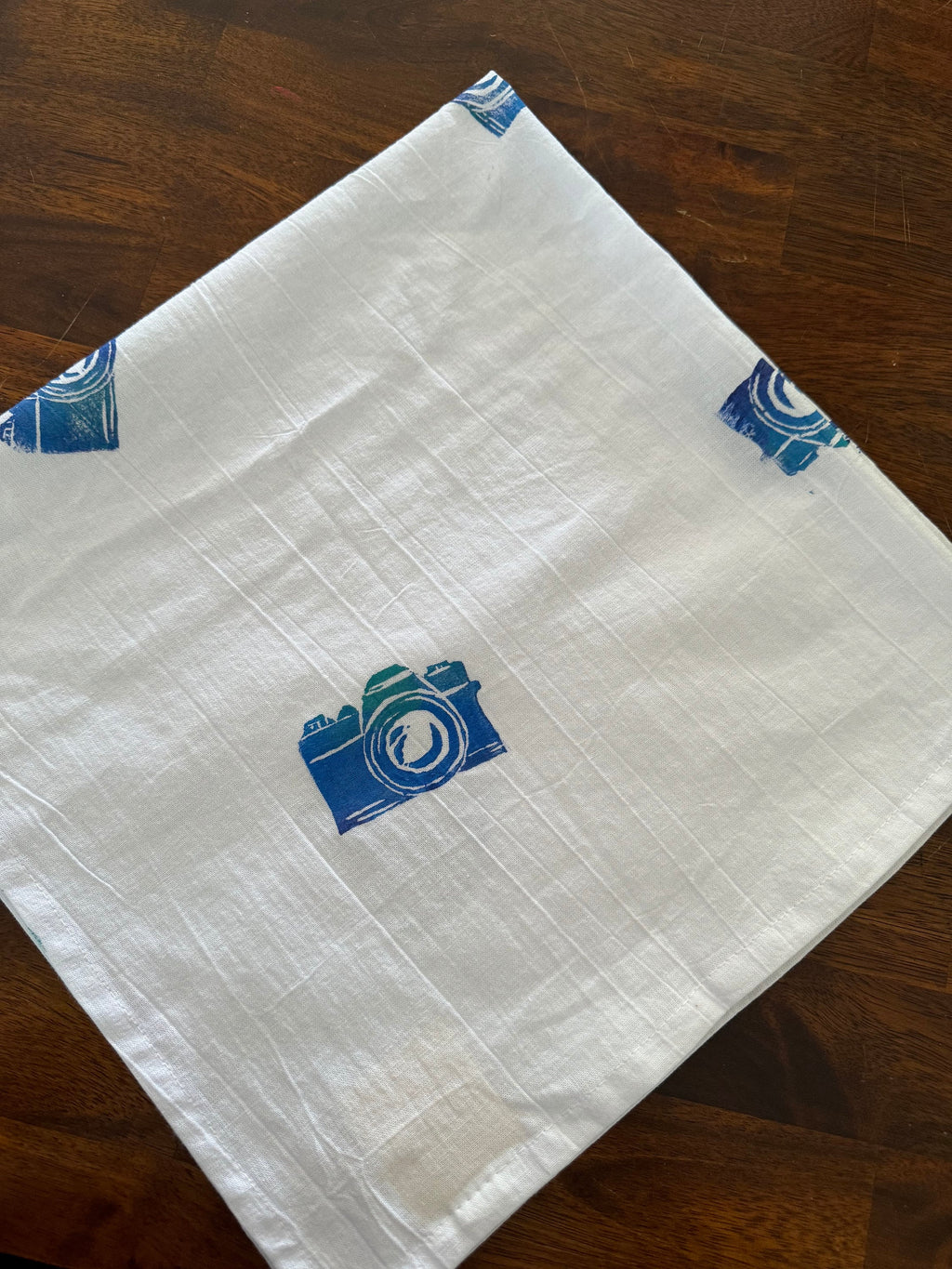 Camera Block printed Tea Towel Original designs gifts kitchen