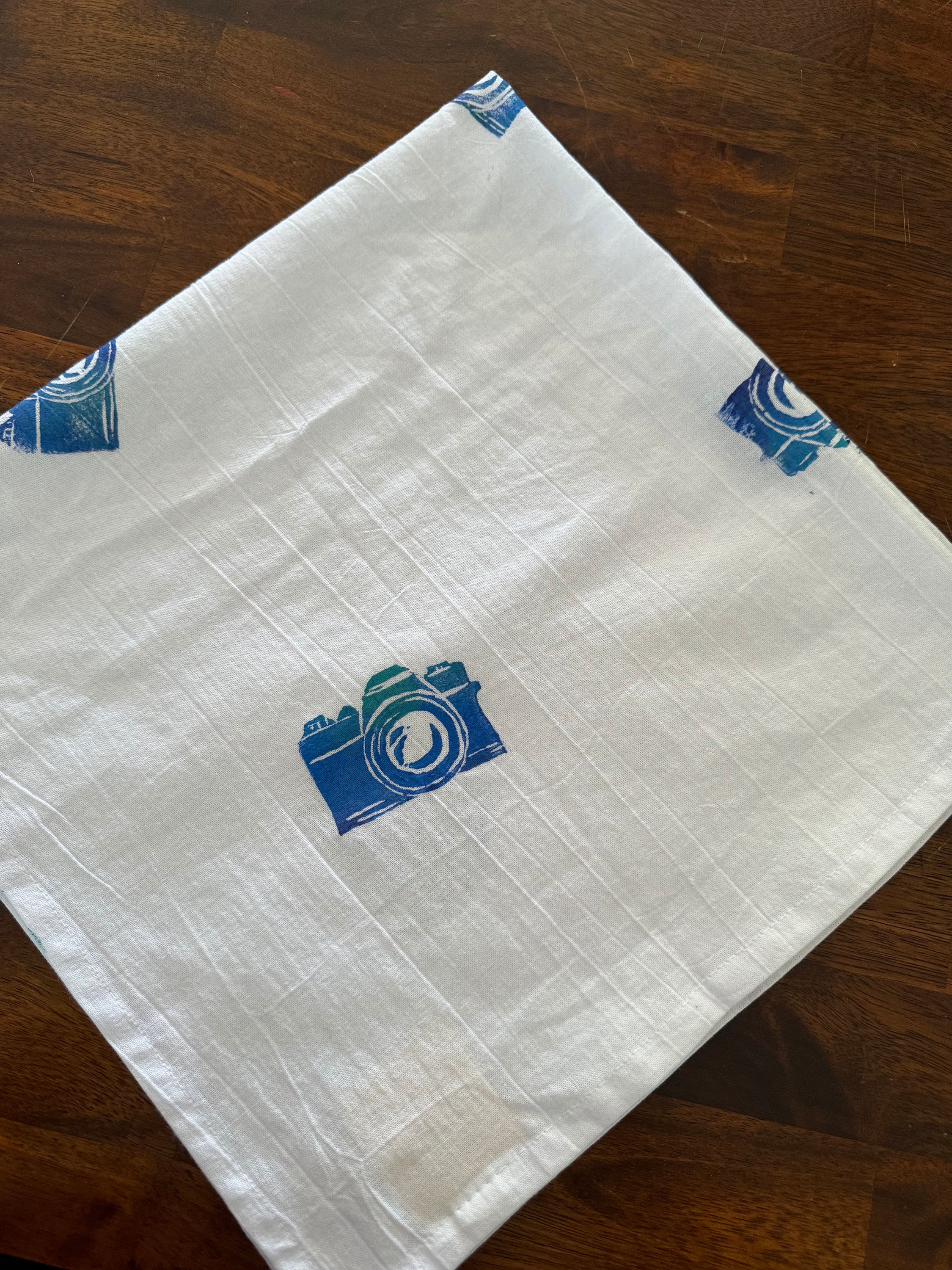 Camera Block printed Tea Towel Original designs gifts kitchen