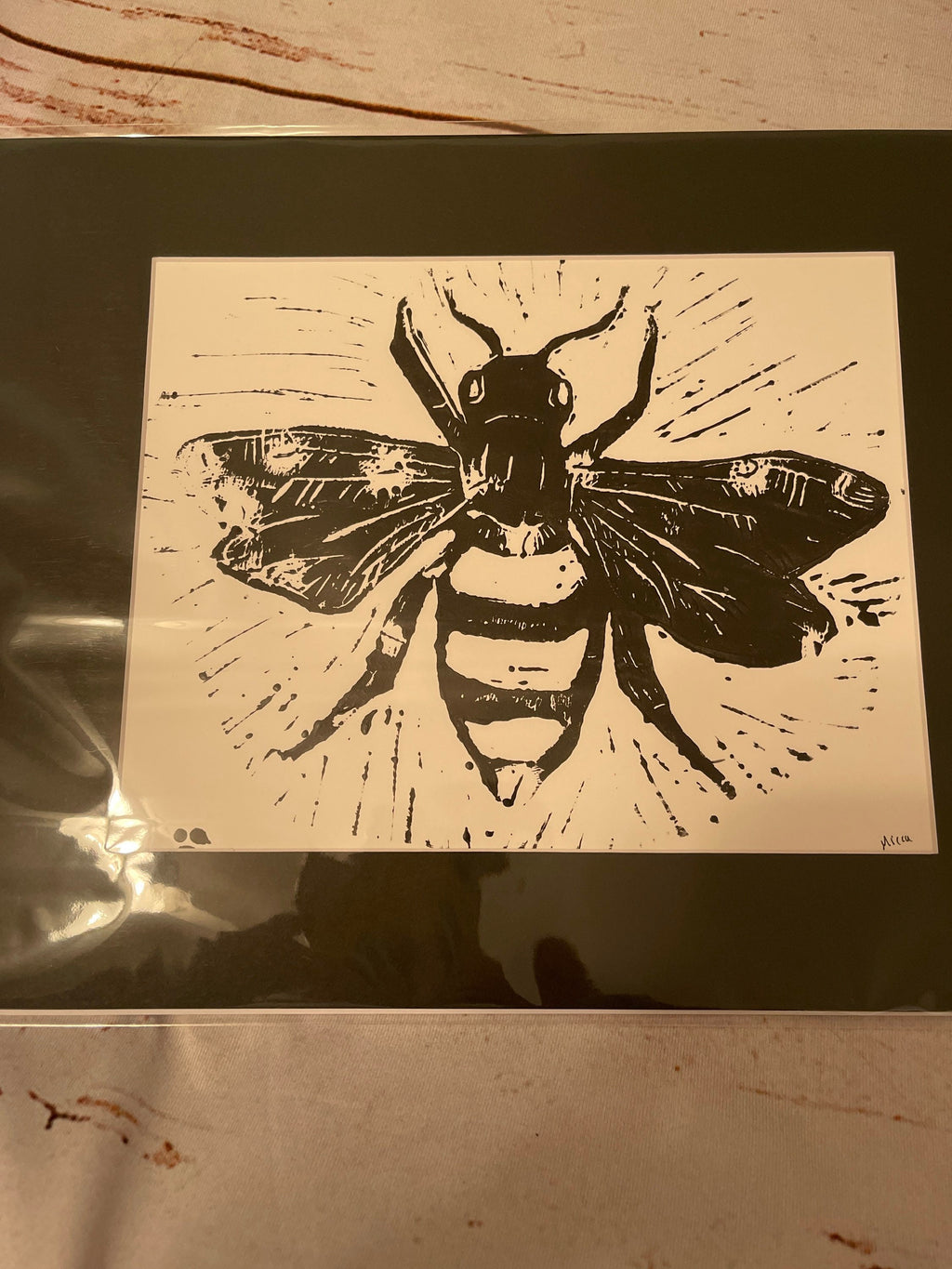 Art Bee linoleum block print gifts art