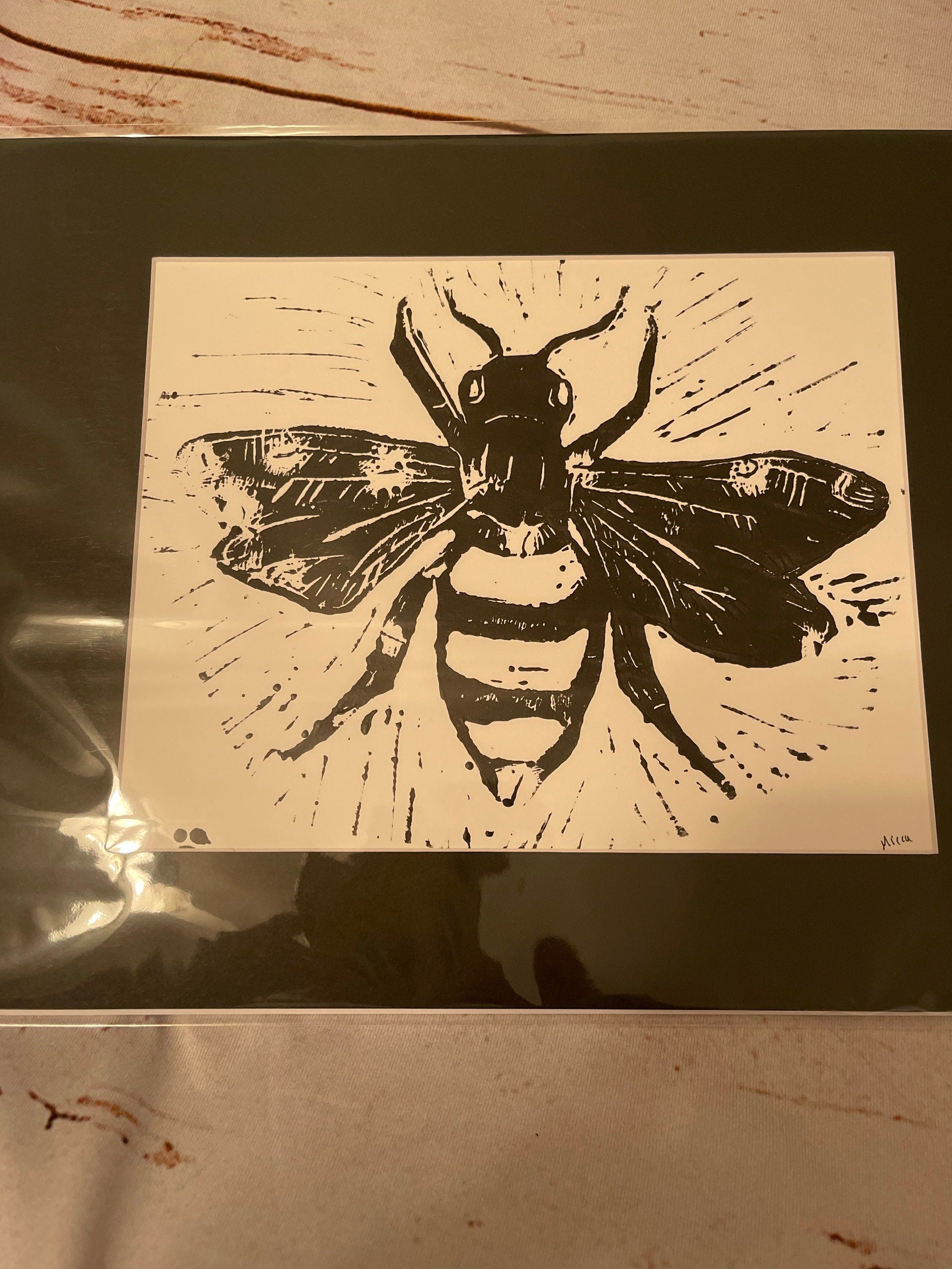 Art Bee linoleum block print gifts art