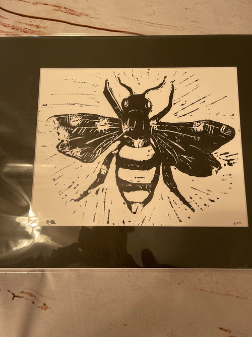 Art Bee linoleum block print gifts art