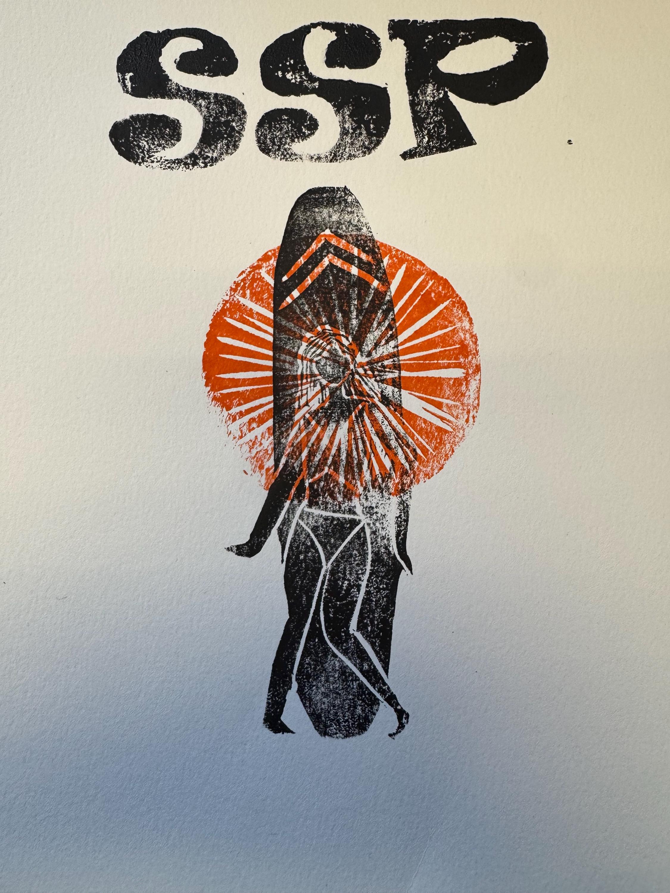 Old Skool Surfer Girl  2 Poster linoleum block print original designs hand printed custom order with your beach town