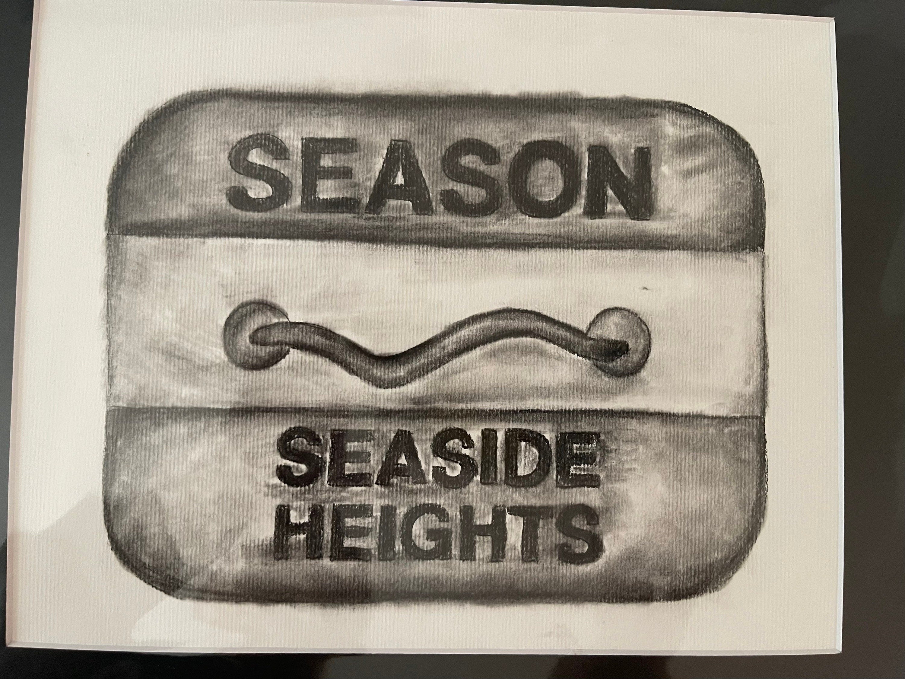 Beach badge charcoal drawing ( version 2)