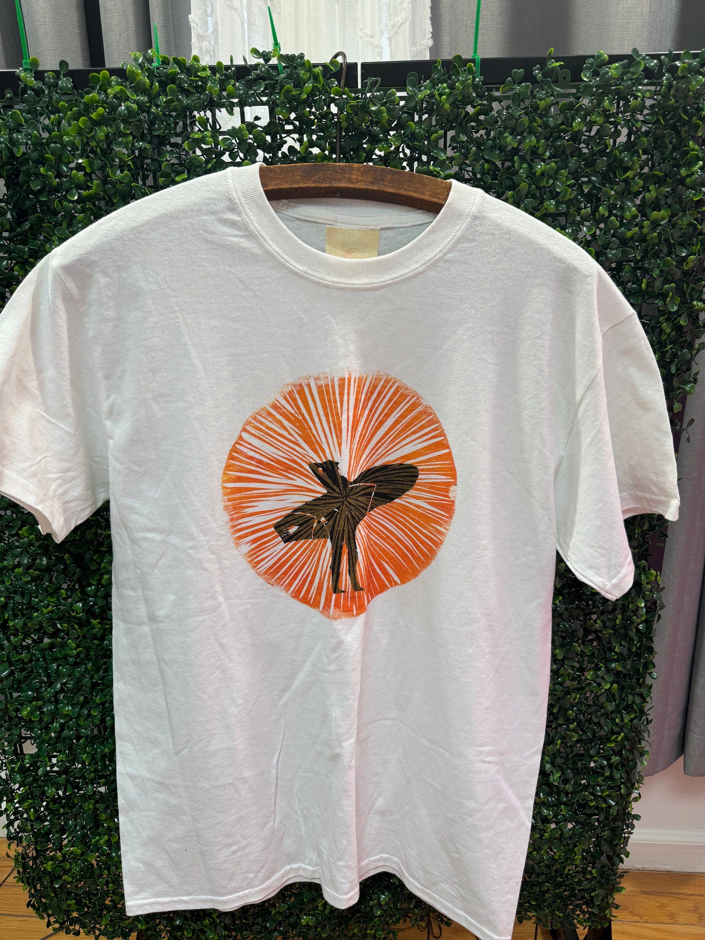 surfer girl wave white hand printed block printed T-shirt 2
