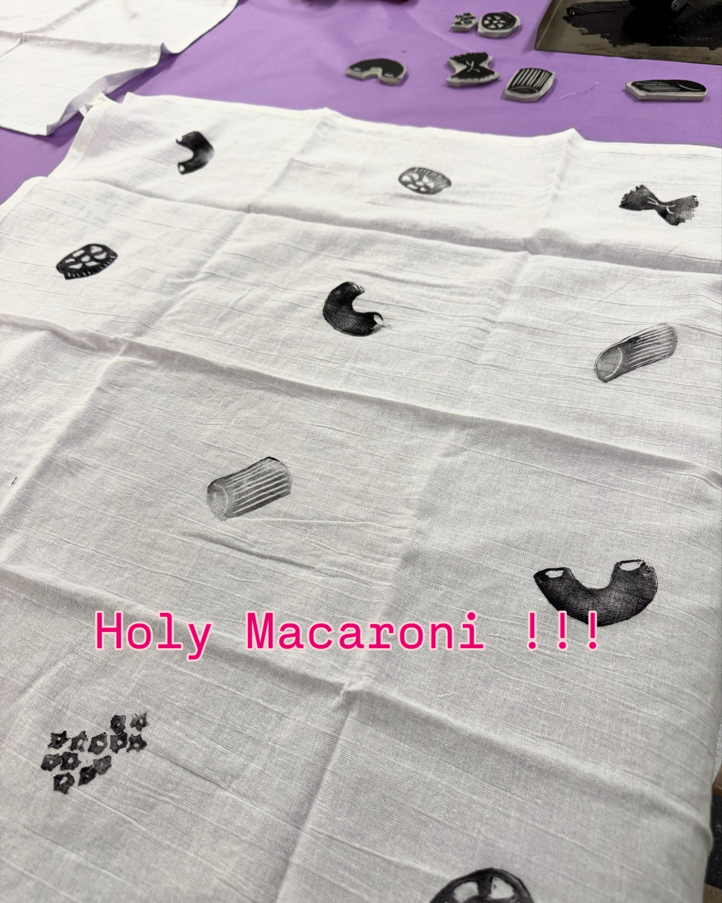 Macaroni/ Pasta Block printed Tea Towel Original designs gifts kitchen