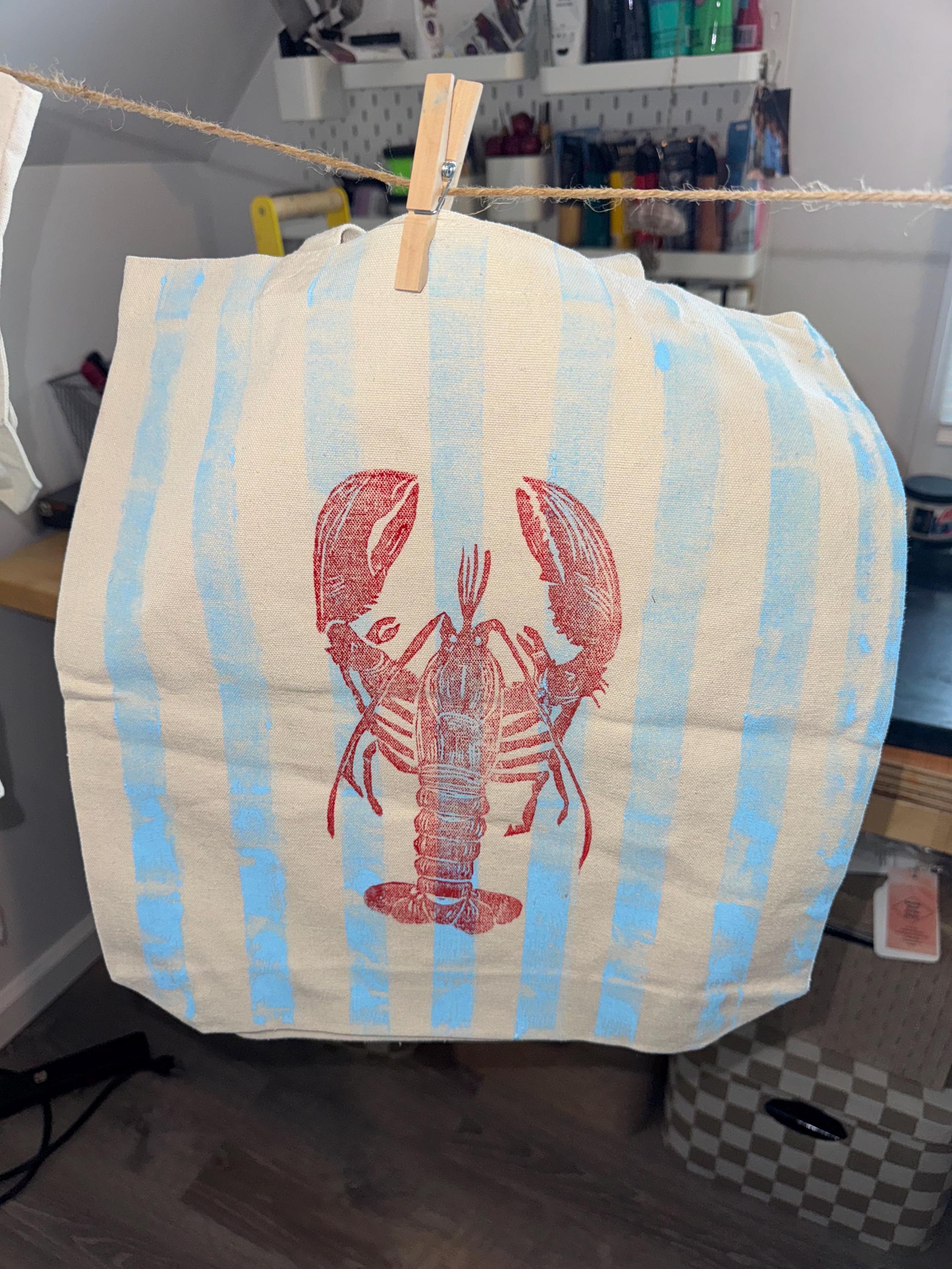 Lobster stripe beach bag Tote Bag shopping bag