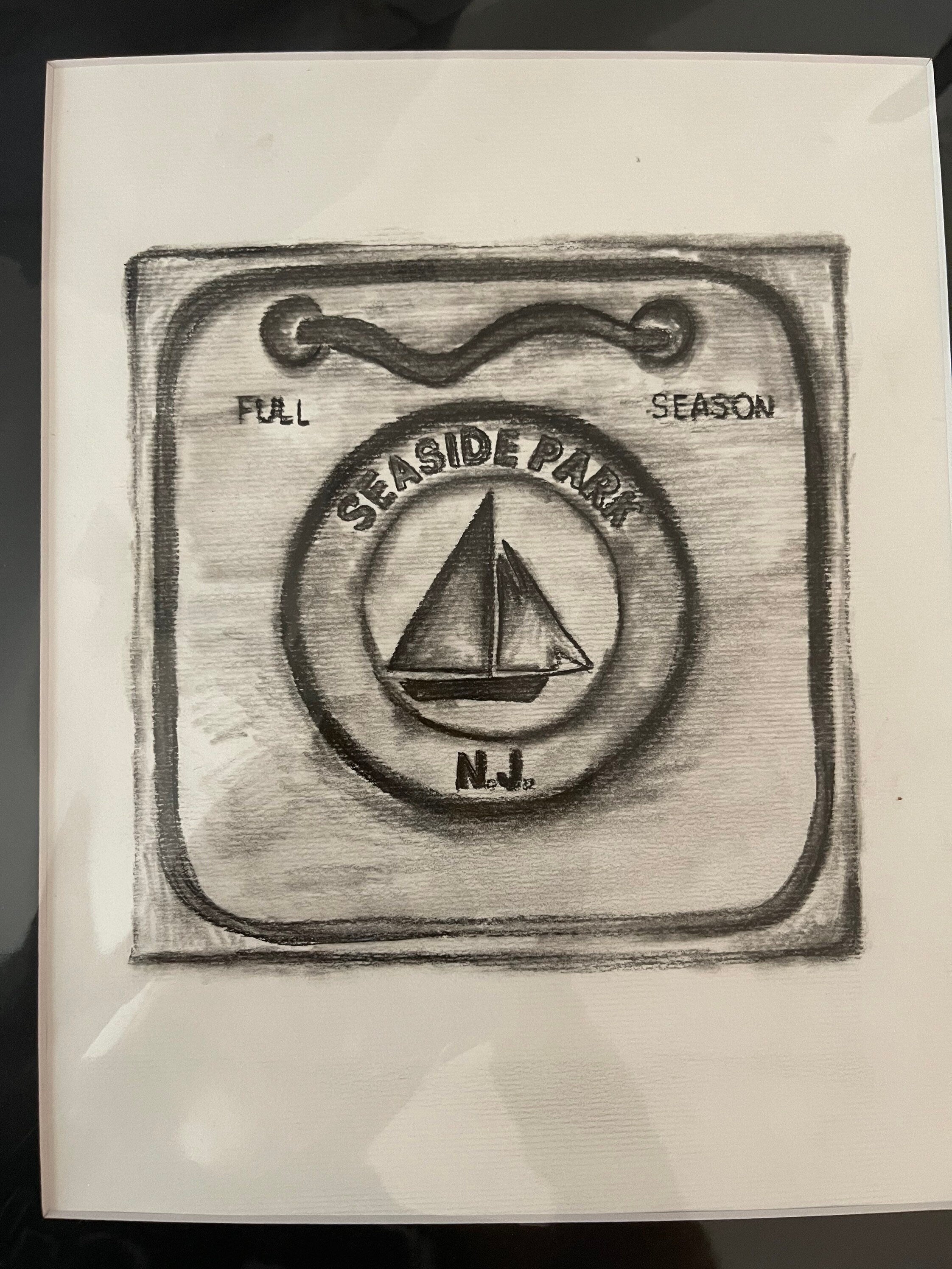 Beach Badge Charcoal Drawing (3)