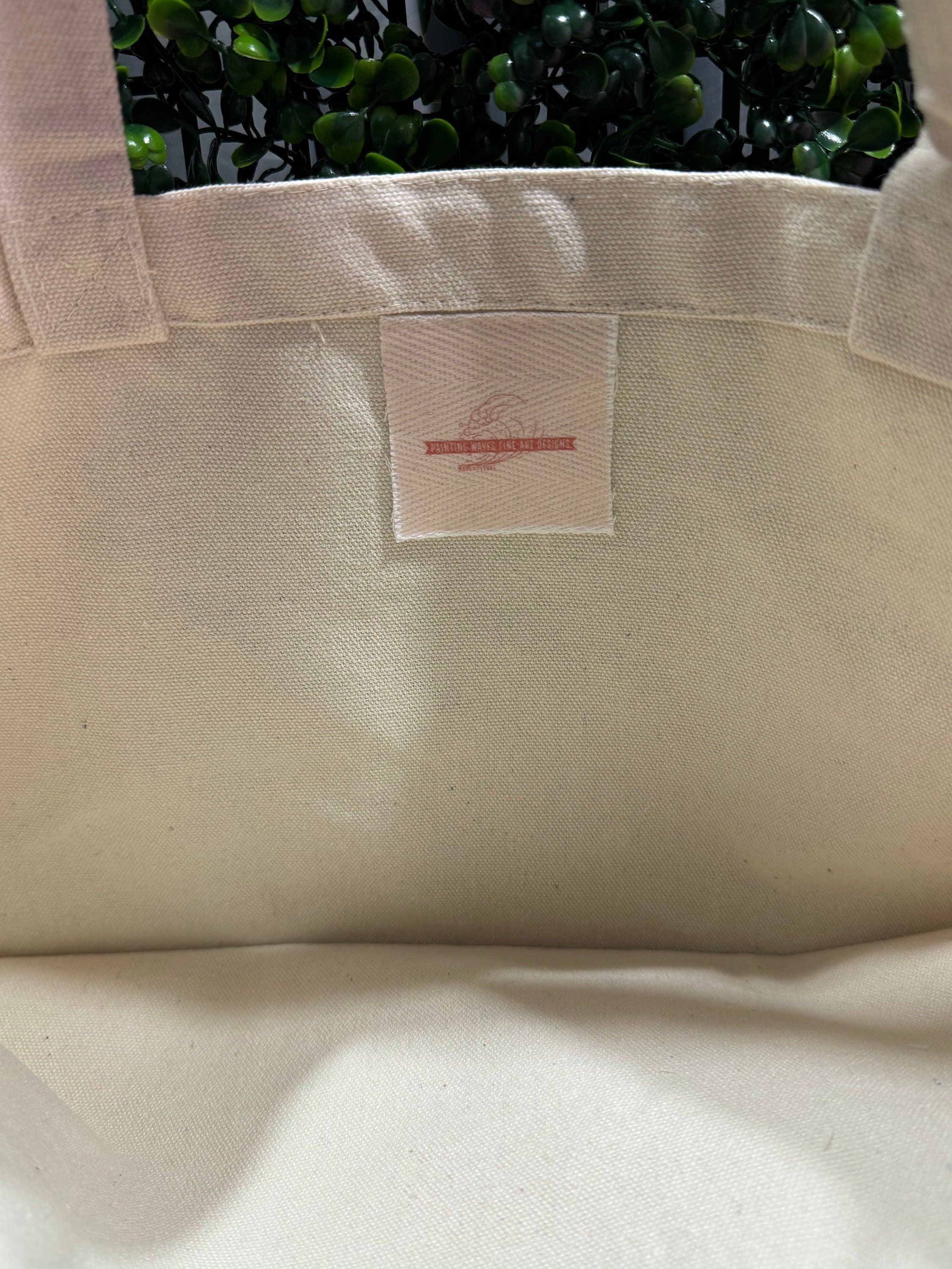 Martini mermaid hand printed block printed canvas tote bag