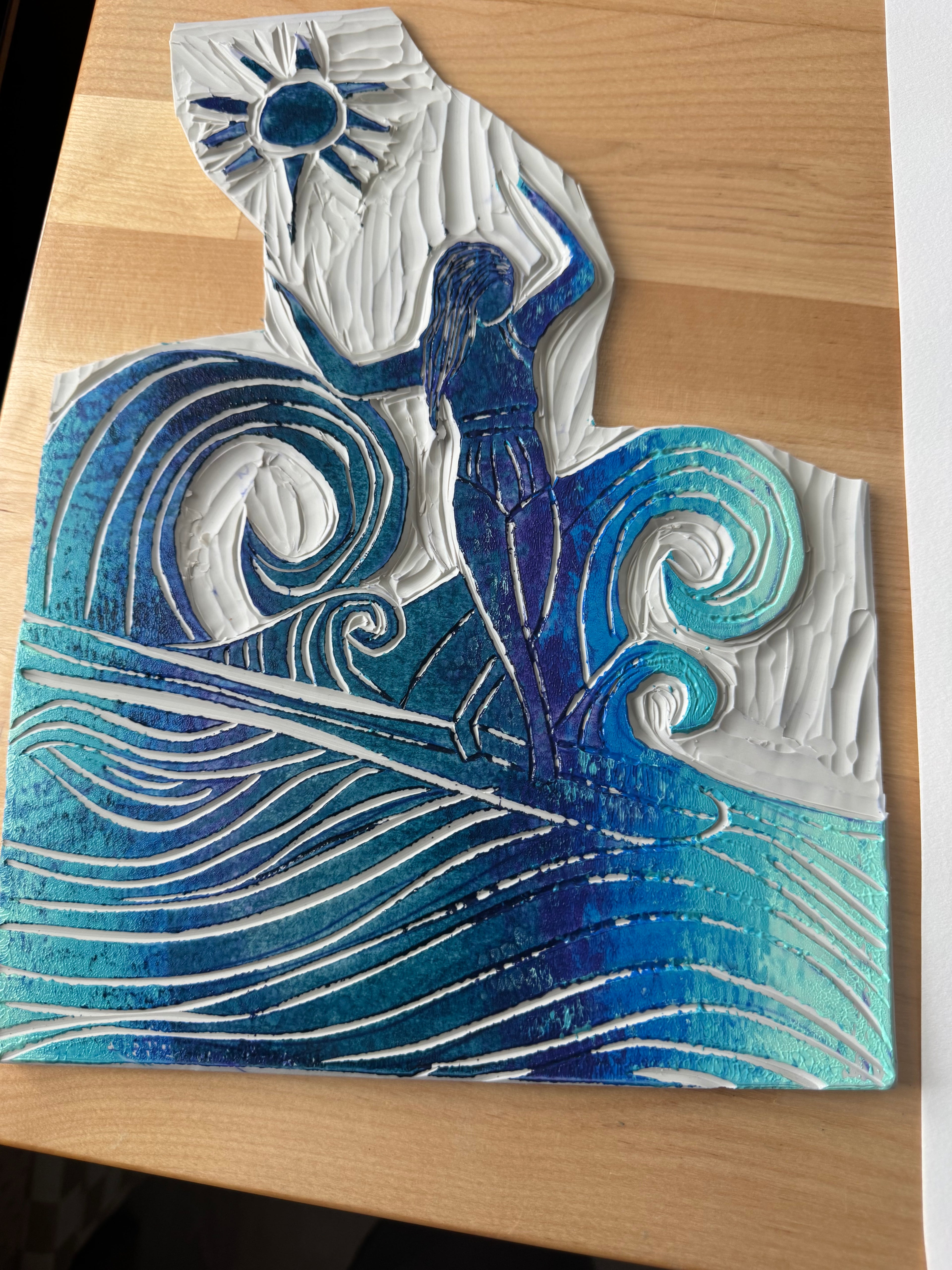 Sunshine surfer Block Print