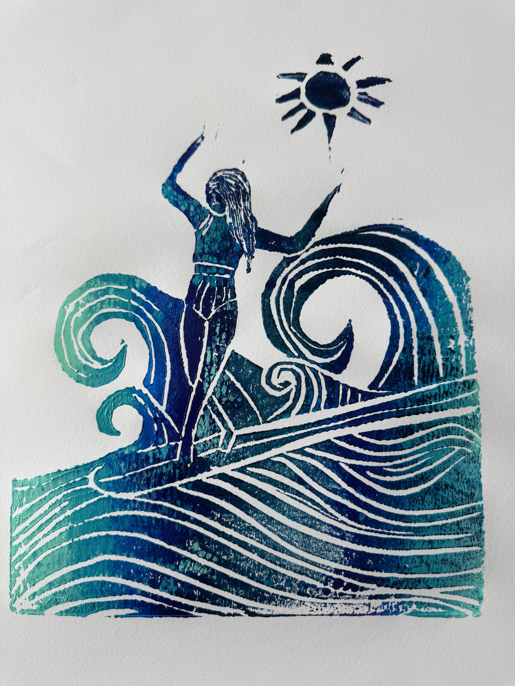 Sunshine surfer Block Print