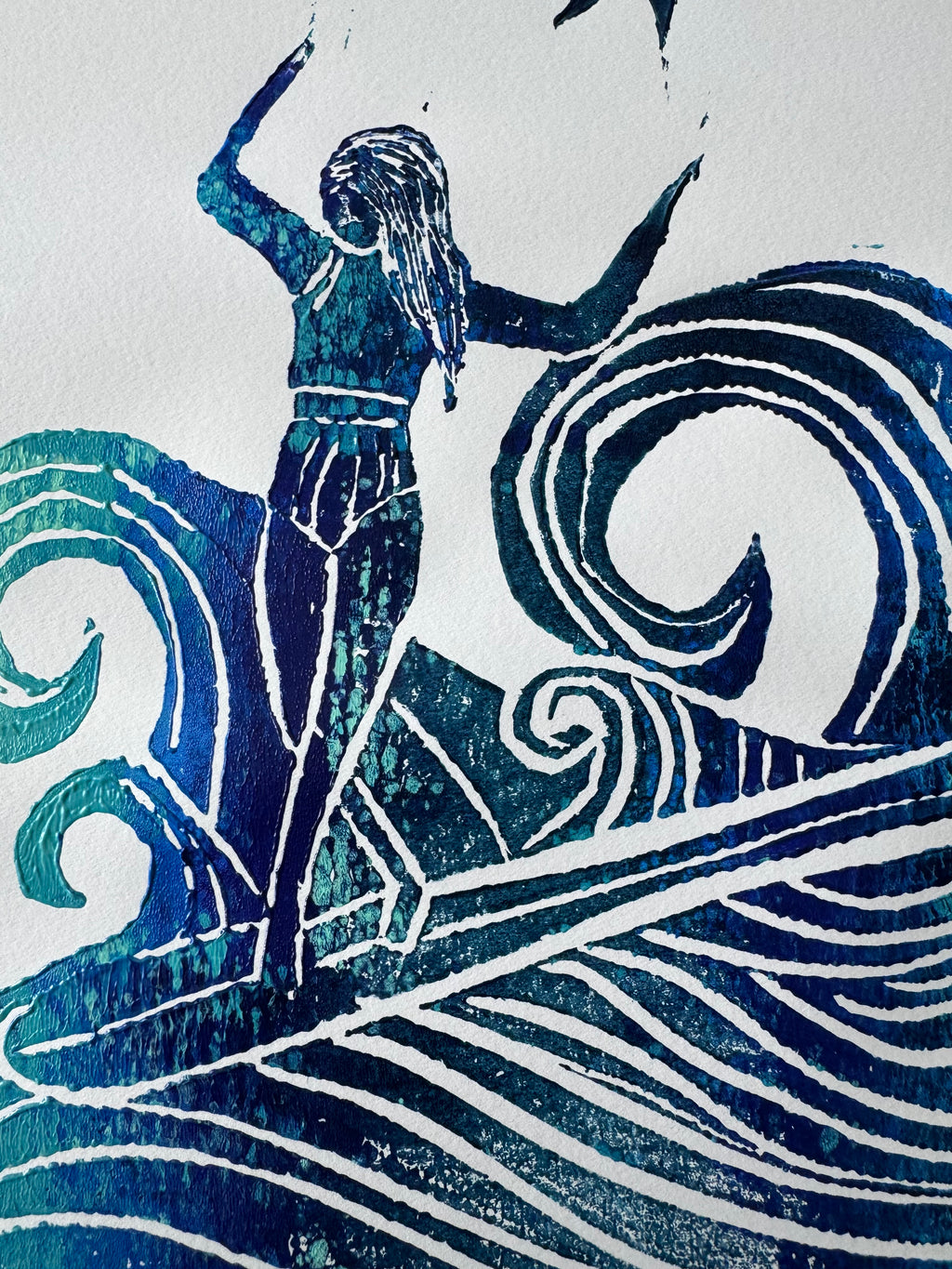 Sunshine surfer Block Print