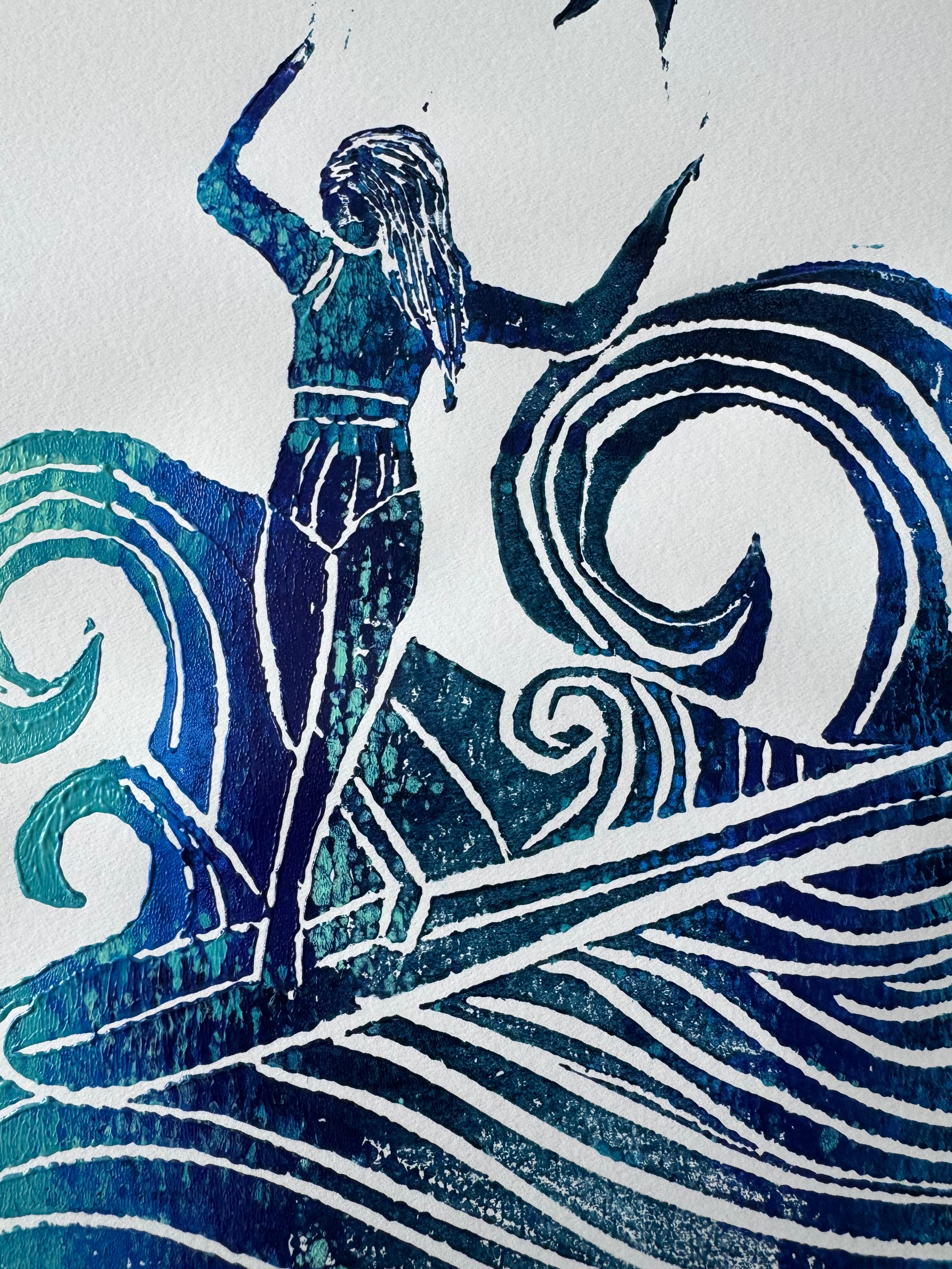 Sunshine surfer Block Print