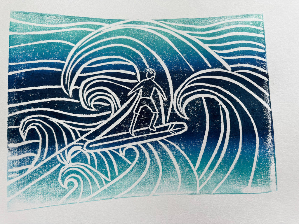 Surfer Dude Block Print