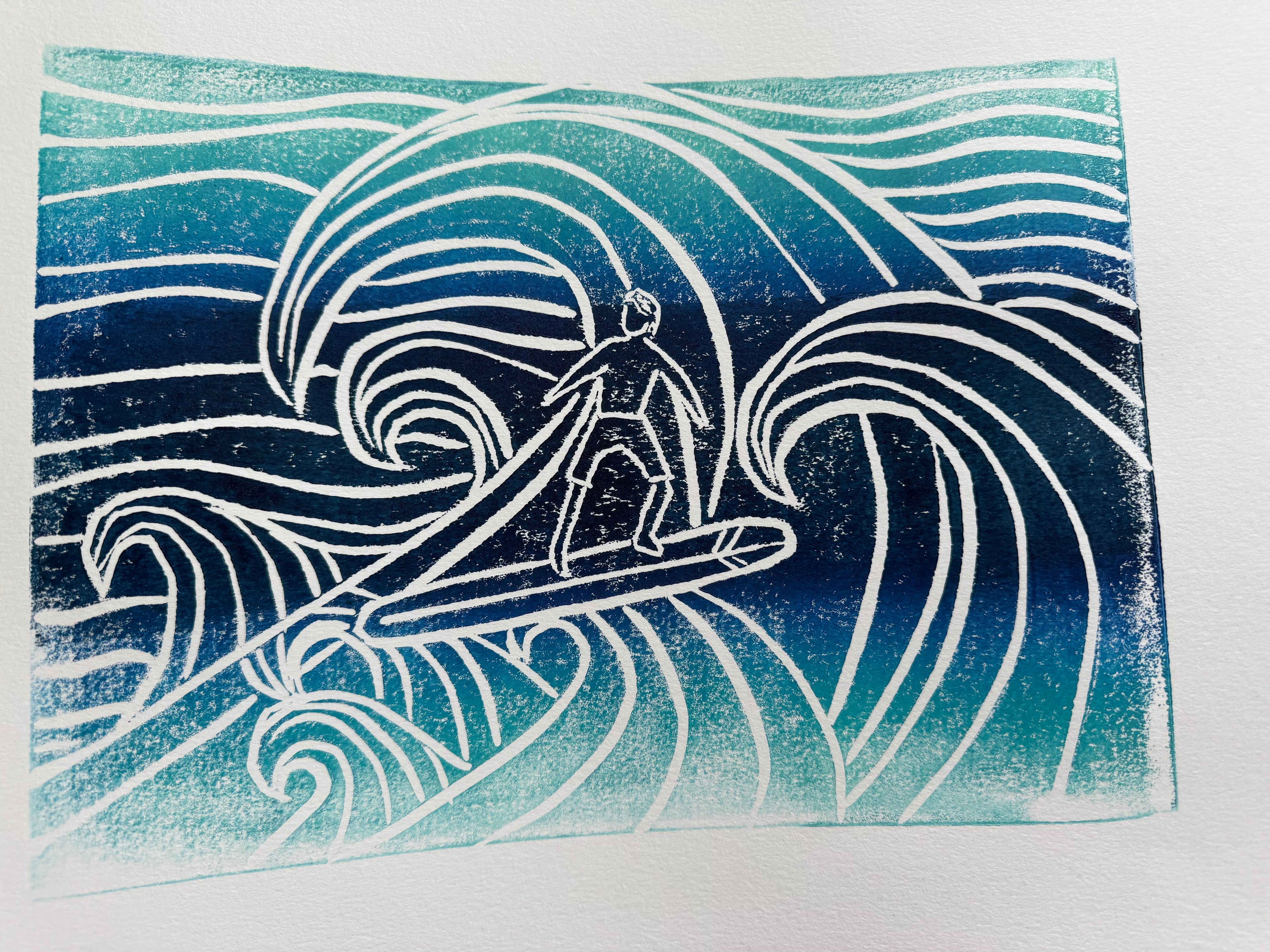 Surfer Dude Block Print