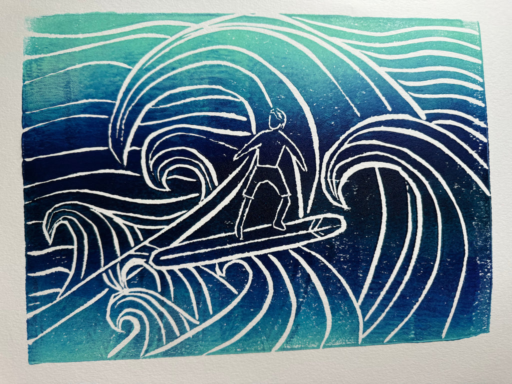 Surfer Dude Block Print