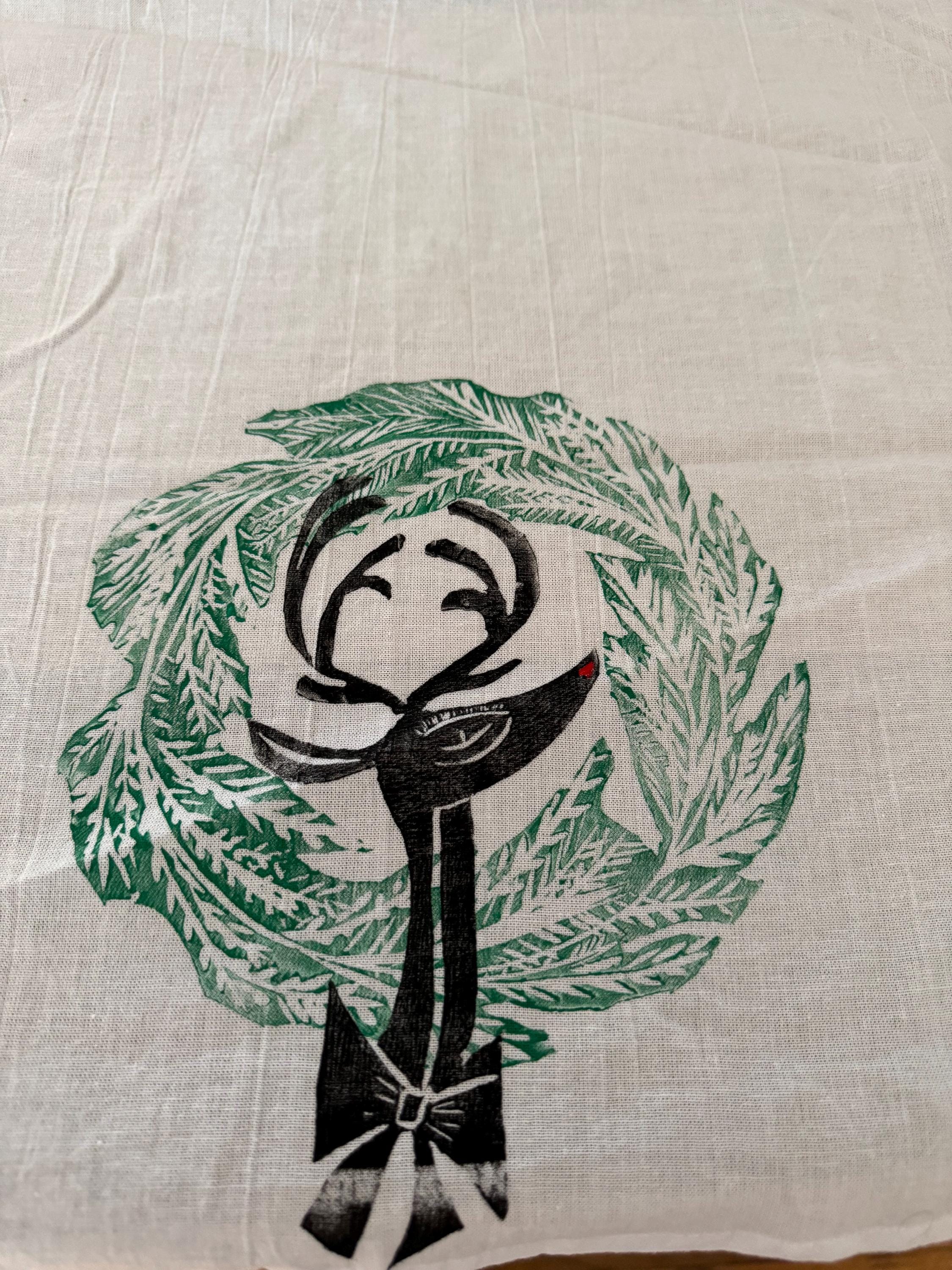 Oh Deer Tea Towel hand printed block printed unique Kitchen towel bath towel great gifts