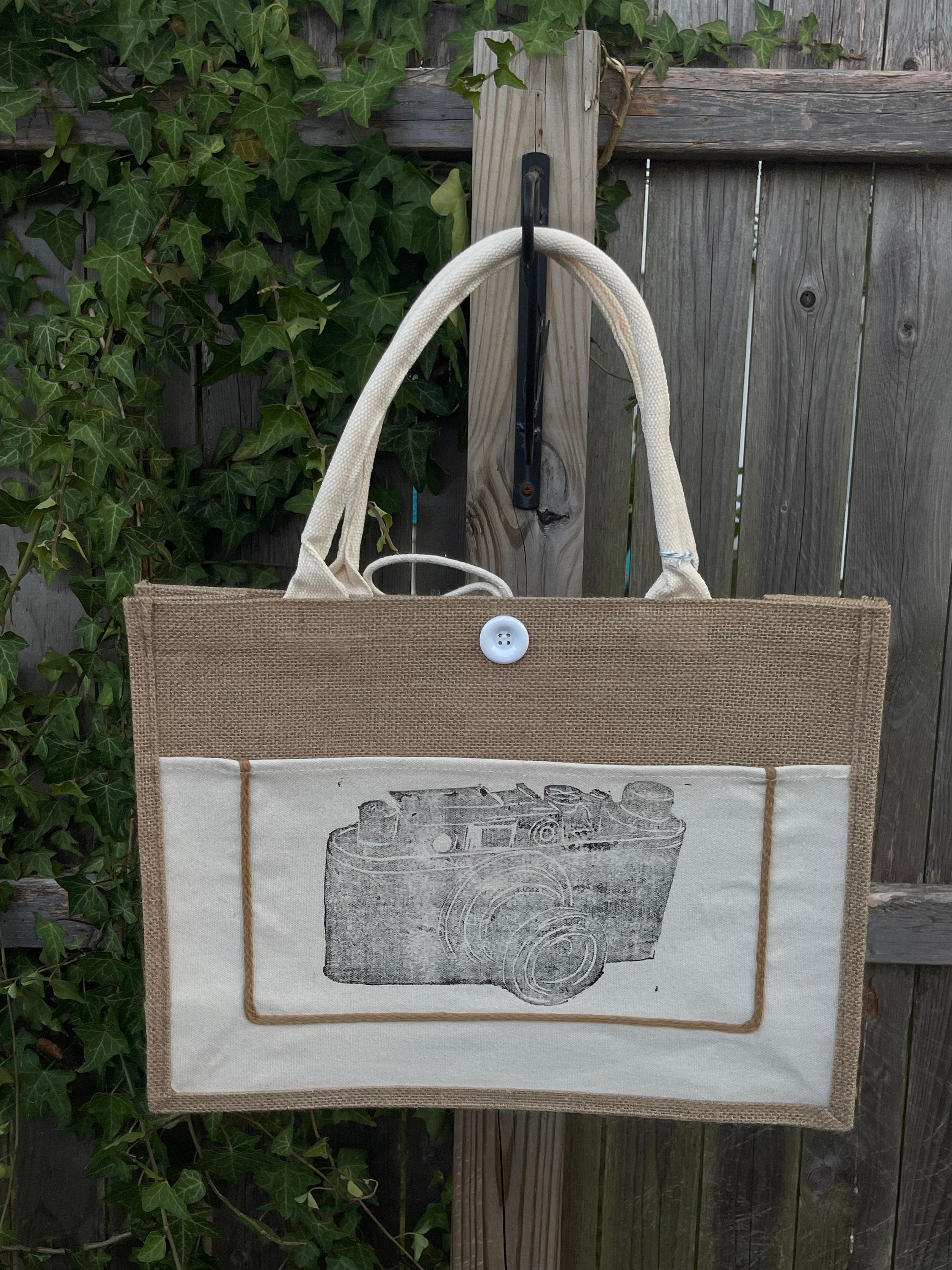 Camera Block Printed tote bag art gift wine lover gift HouseWarming gifts