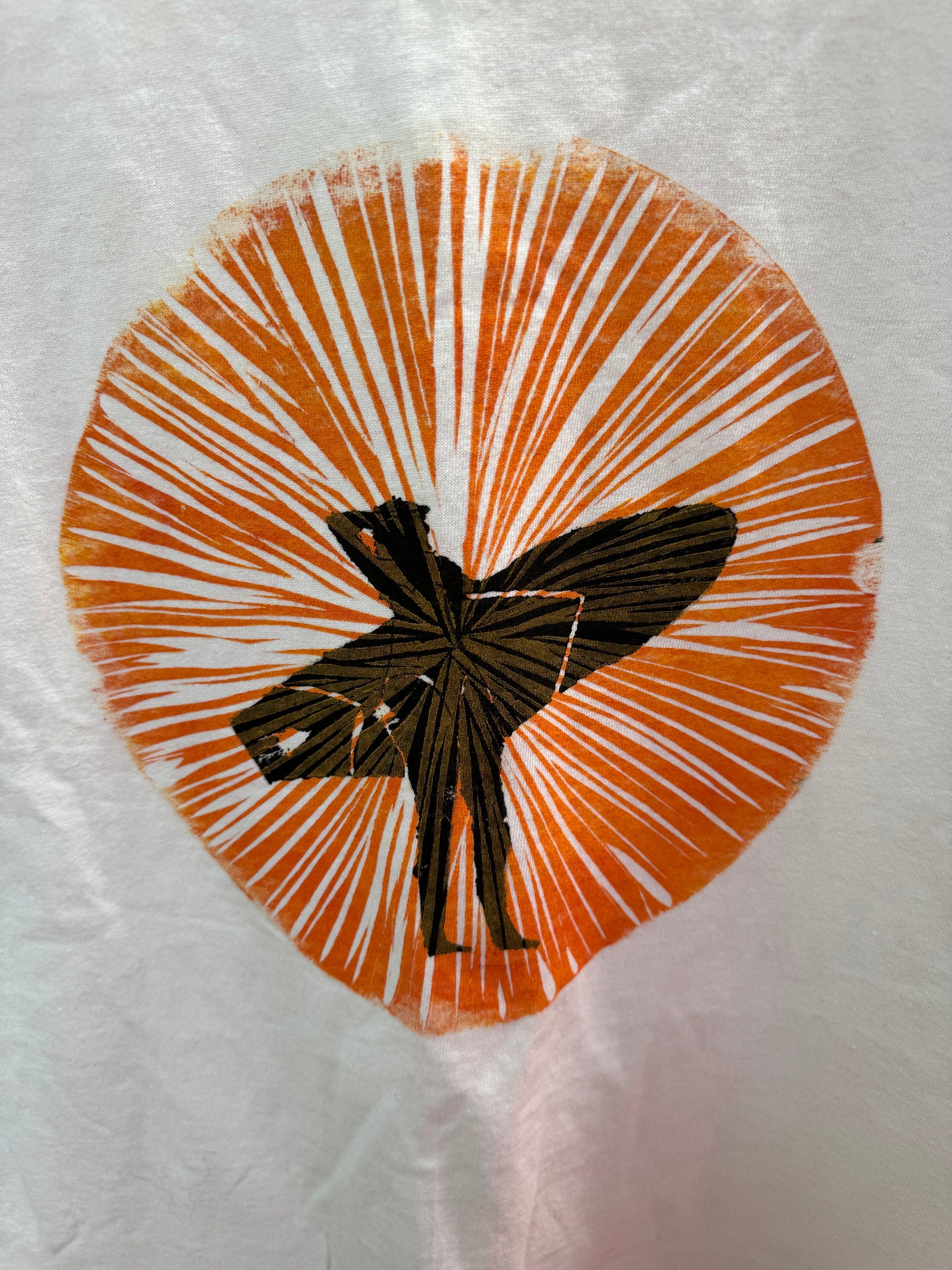 surfer girl wave white hand printed block printed T-shirt 2