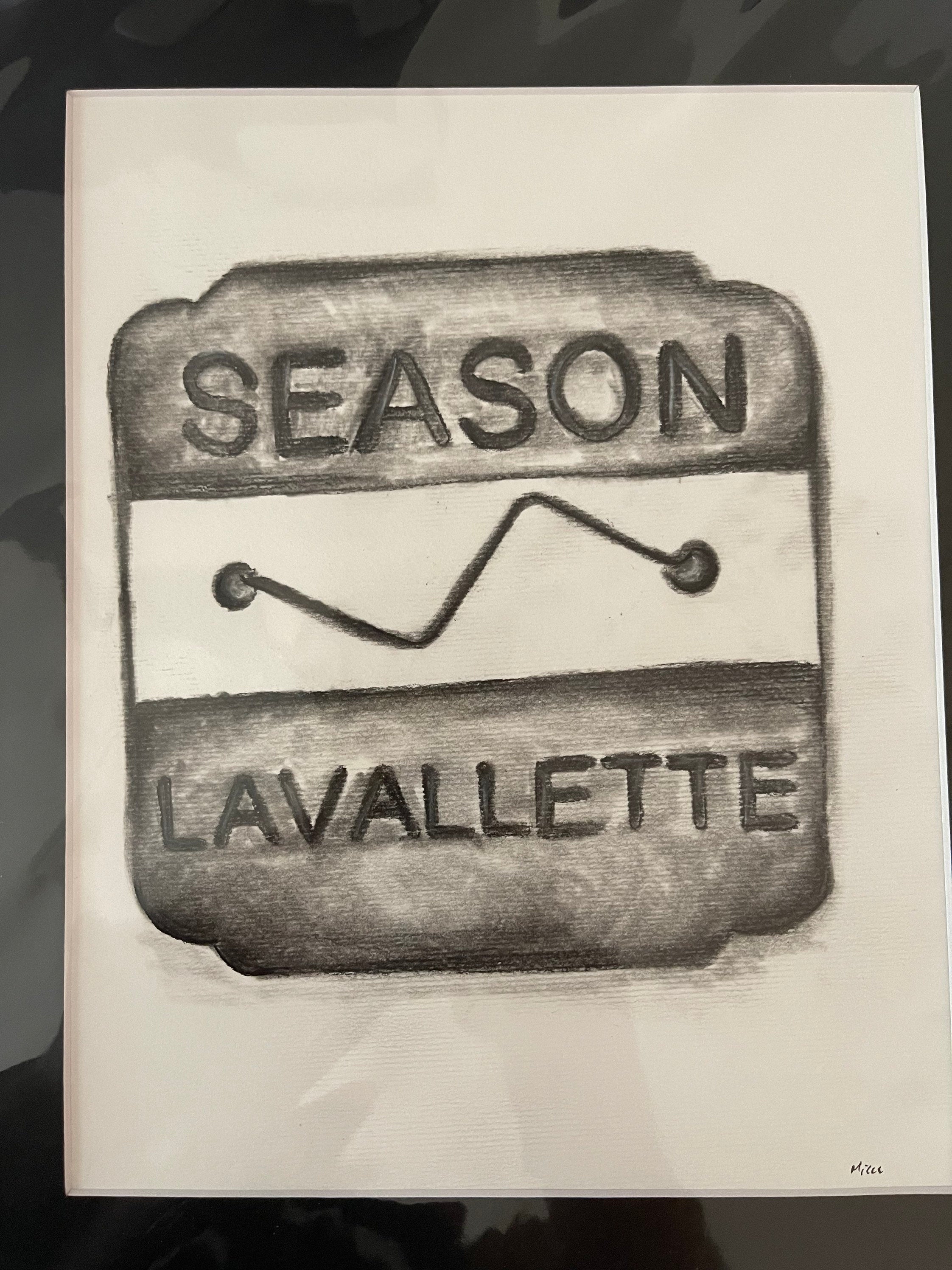 Beach badge charcoal drawing ( style 1)