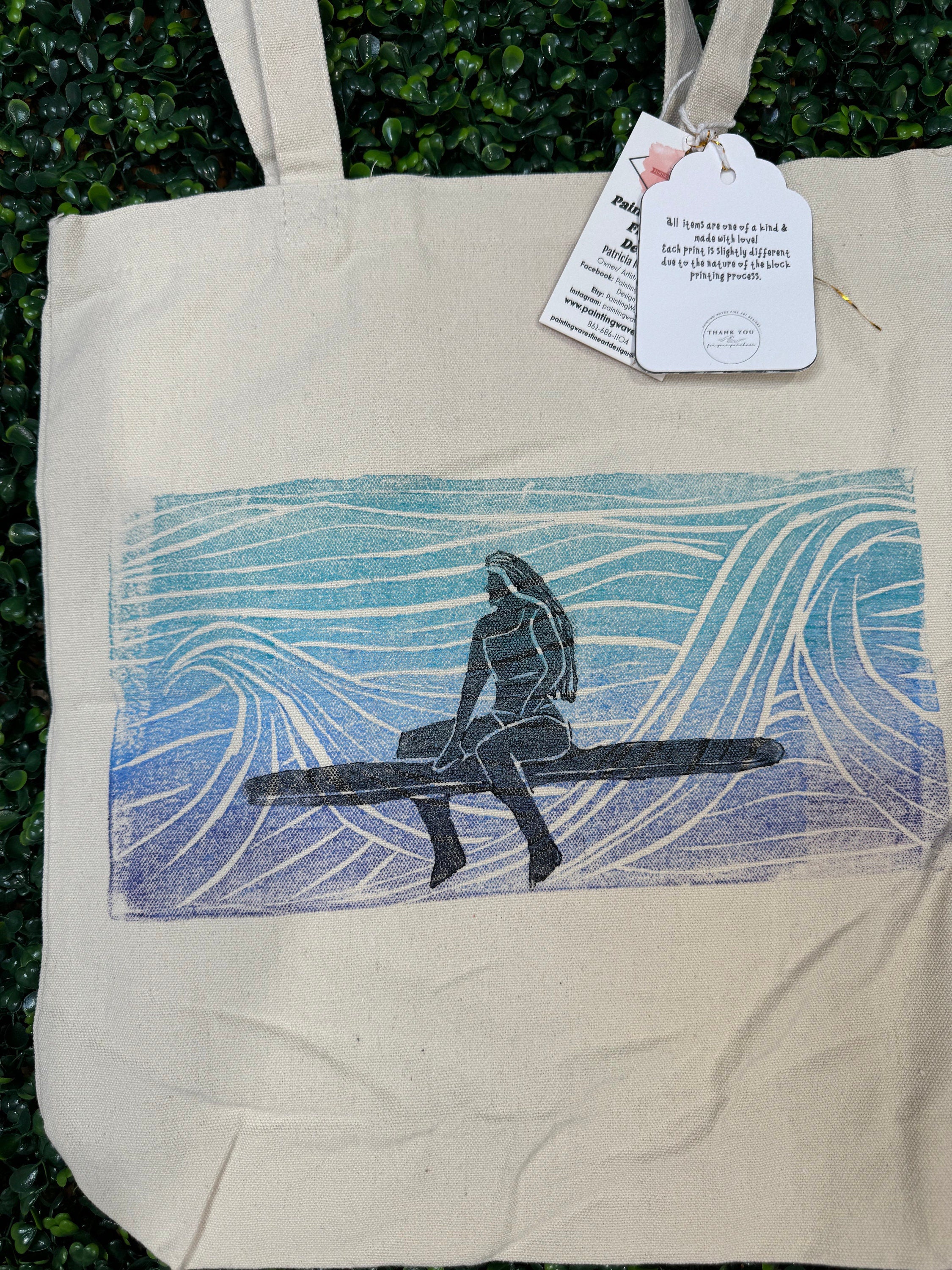 Surfer Girl on a Wave #1 Tote Bag