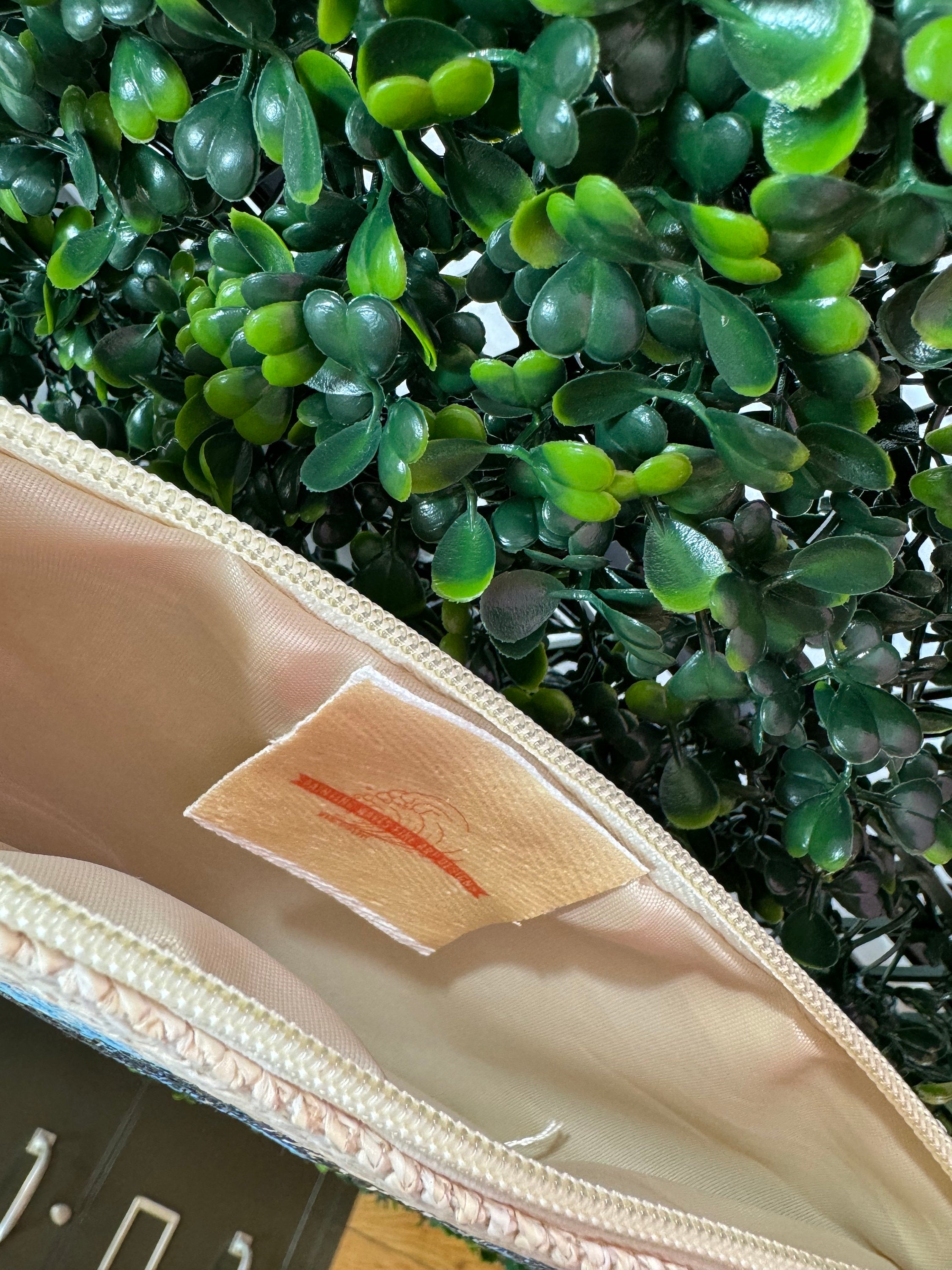 Surfer girl sunset #1 straw wristlet block printed hand printed