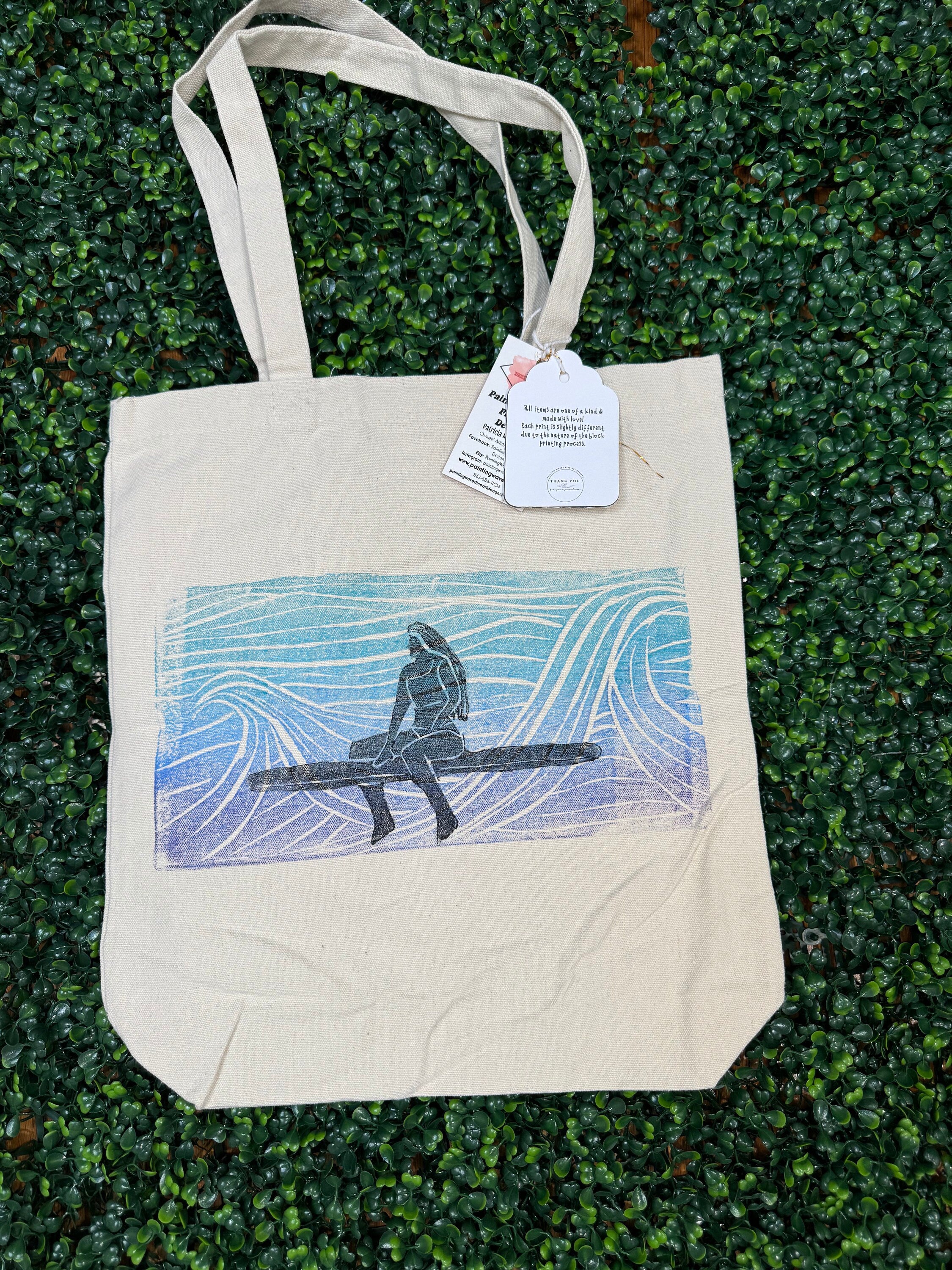 Surfer Girl on a Wave #1 Tote Bag