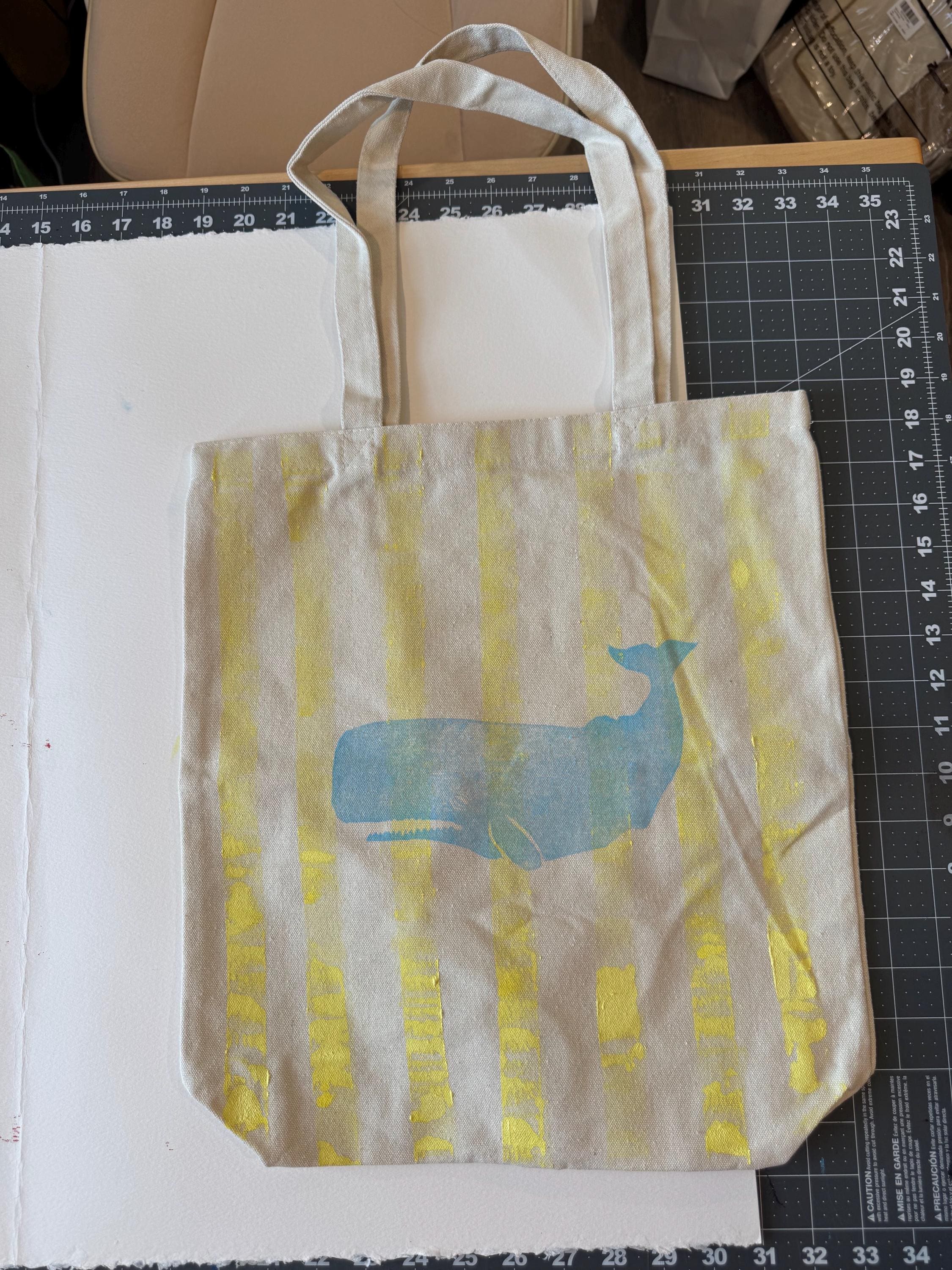 Whale stripe beach bag Tote Bag shopping bag