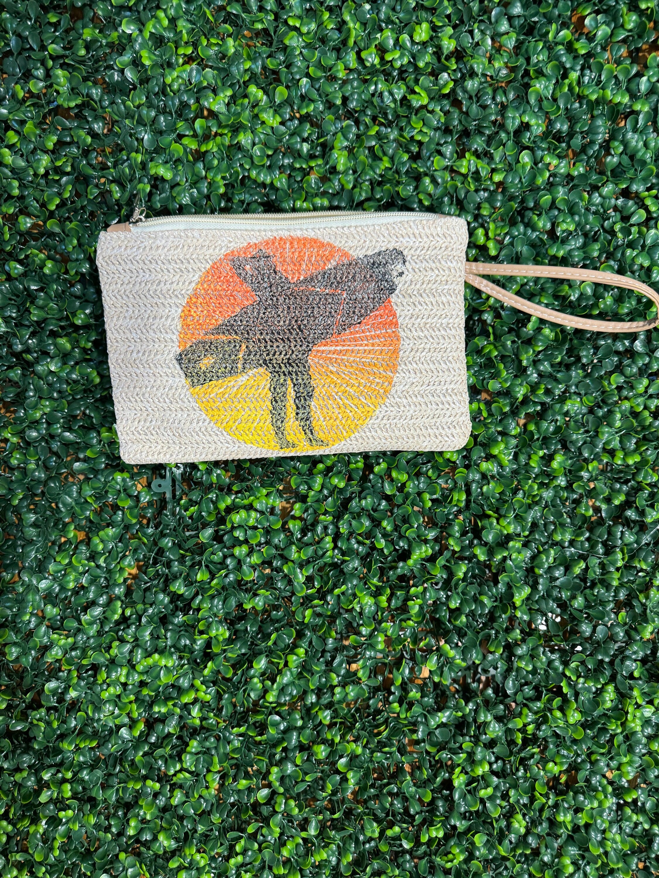 Surfer girl sunset # 3 straw wristlet