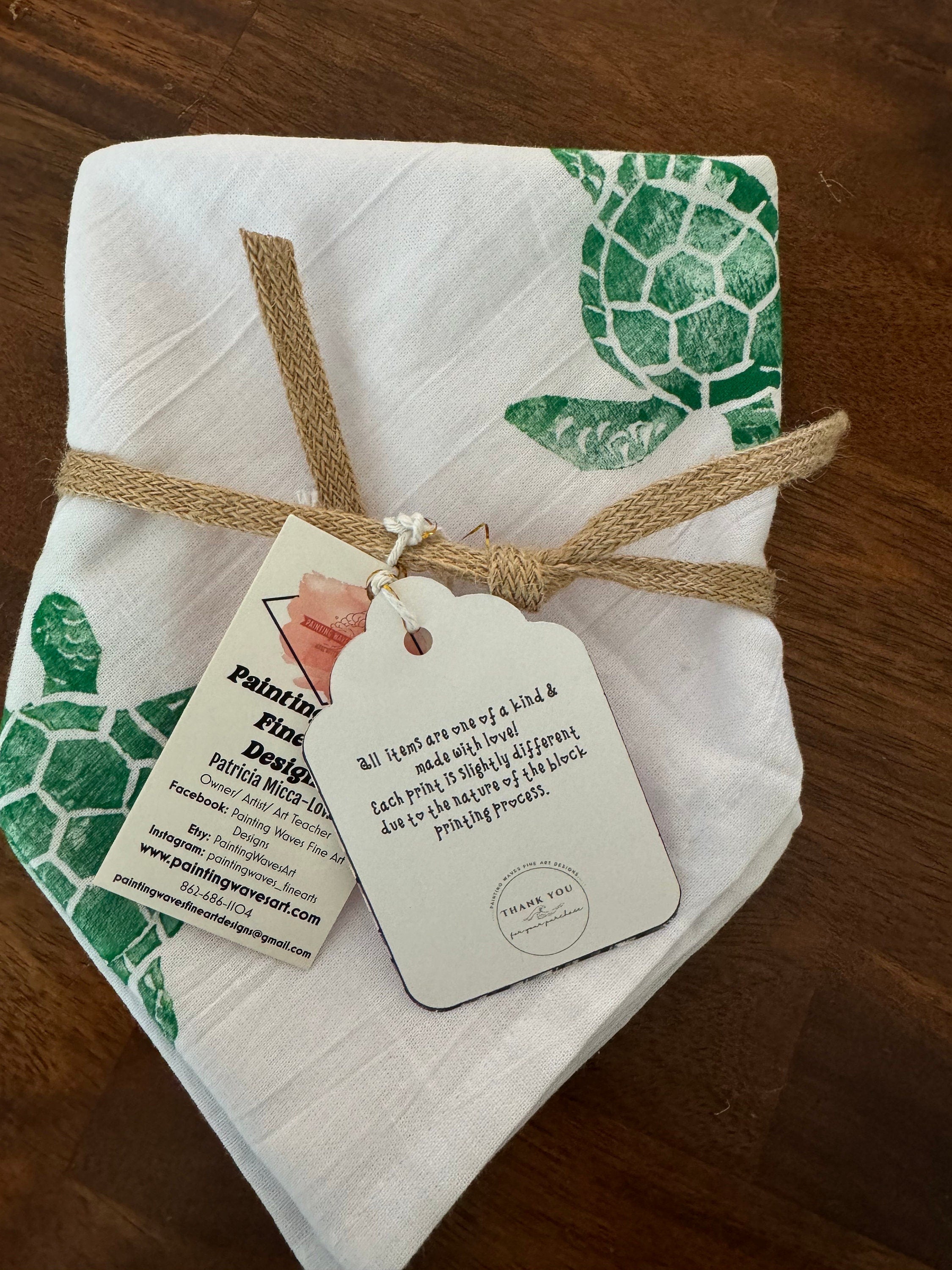 Green Turtle Tea Towel
